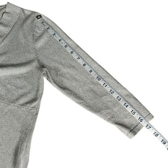 August Silk Silver Metallic Knit Top Large V Neck 3/4 Sleeve Holiday Party Lux - Picture 7 of 11